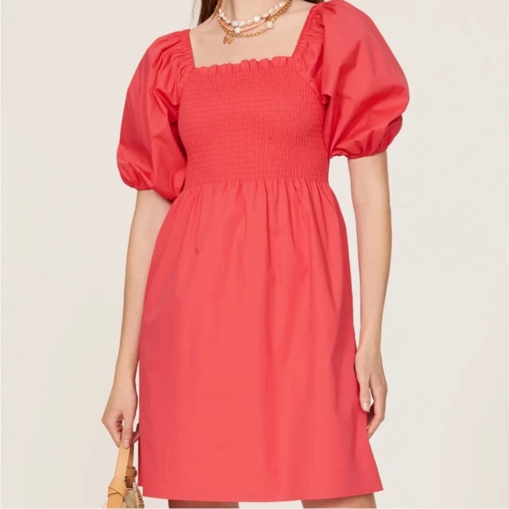 Ingrid & Isabel, XXL, Maternity, Elegant Coral Puff Sleeve Dress
